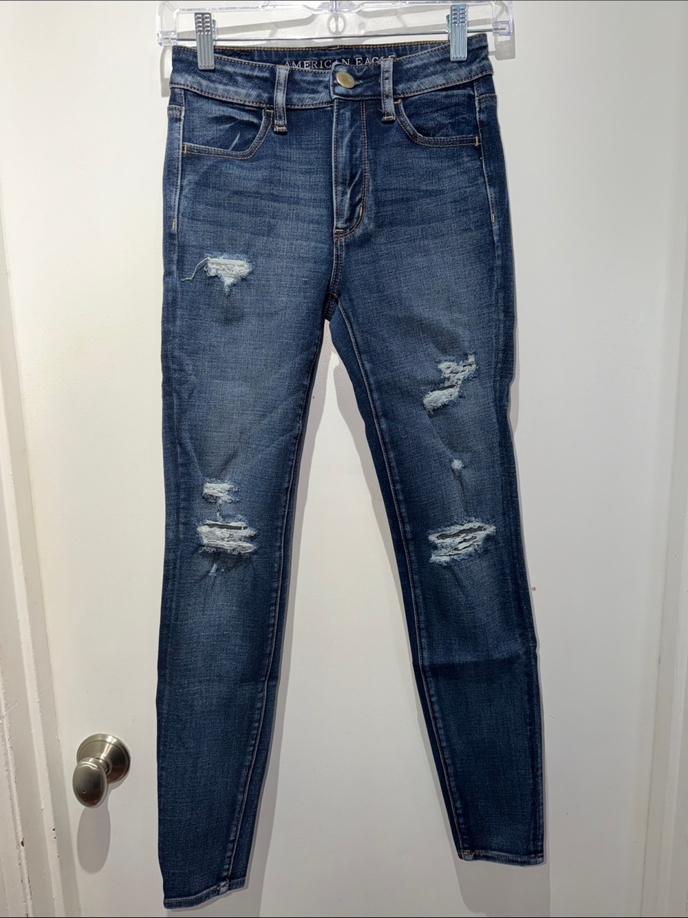 American Eagle Outfitters Women's Ripped Skinny Jeans - Blue